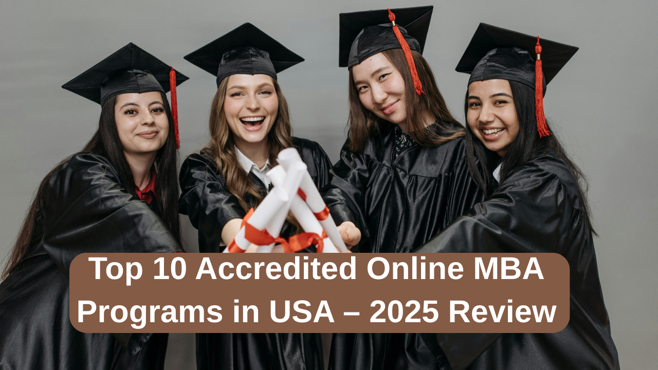 Female graduate holding degree – Accredited Online MBA USA 2025