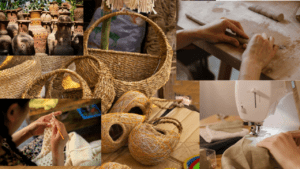 भारतीय महिला हथकरघा पर सूती साड़ी बुनती हुई – National Handloom Day